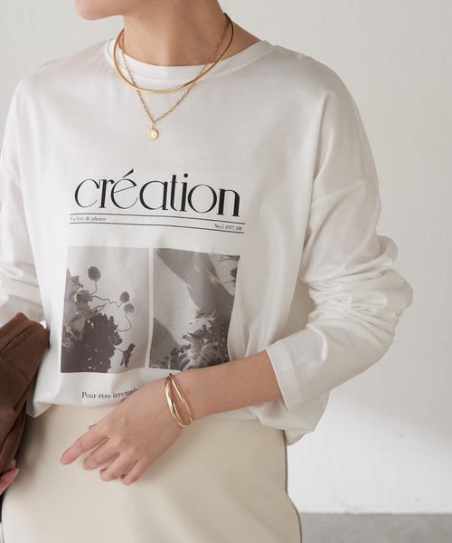 COLLAGE GALLARDAGALANTE（コラージュガリャルダガランテ）の「フォトロゴロンT（Tシャツ/カットソー・レディース・ホワイト/チャコールグレー・FREE）」の5枚目の写真