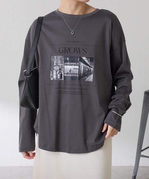 COLLAGE GALLARDAGALANTE（コラージュガリャルダガランテ）の「フォトロゴロンT（Tシャツ/カットソー・レディース・ホワイト/チャコールグレー・FREE）」の13枚目の写真