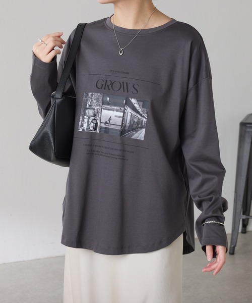 COLLAGE GALLARDAGALANTE（コラージュガリャルダガランテ）の「フォトロゴロンT（Tシャツ/カットソー・レディース・ホワイト/チャコールグレー・FREE）」の12枚目の写真