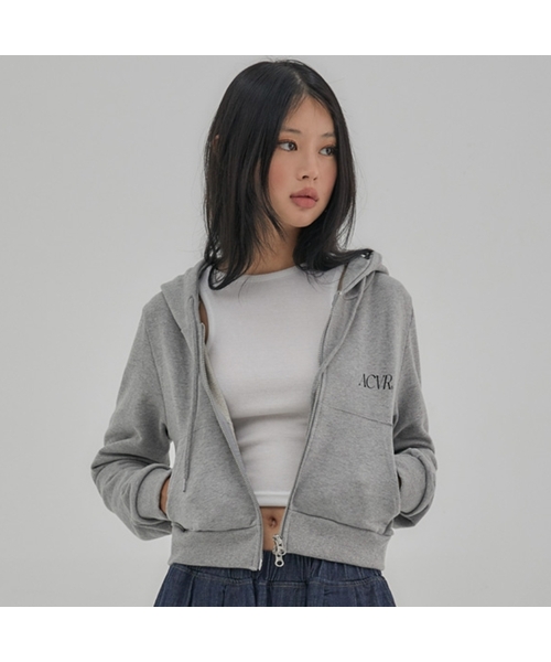 ACOVER(オコボ)の「ACVR クロップツーウェイフードジップアップ 2カラー(パーカー・レディース・ブラック/グレー/ブラック系その他2/グレー系その他3・FREE)」の4枚目の写真