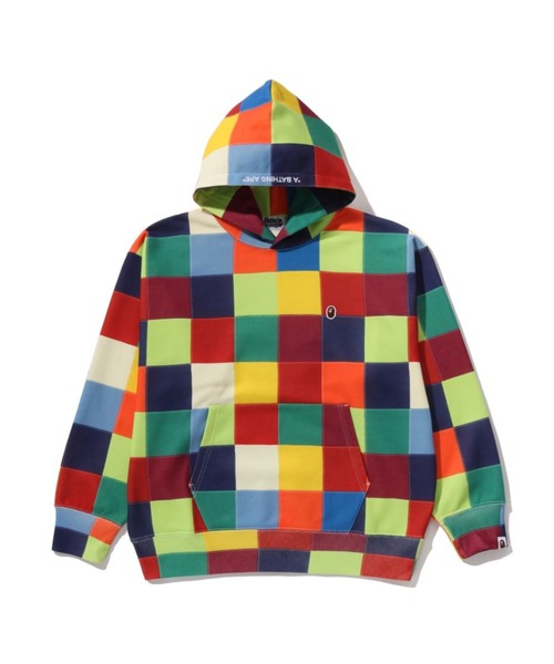 A BATHING APE(アベイシングエイプ)の「MULTI COLOR PATCHWORK PULLOVER HOODIE(パーカー・メンズ・ブラック/マルチ・X-LARGE/SMALL/MEDIUM/LARGE/XX-LARGE)」の2枚目の写真