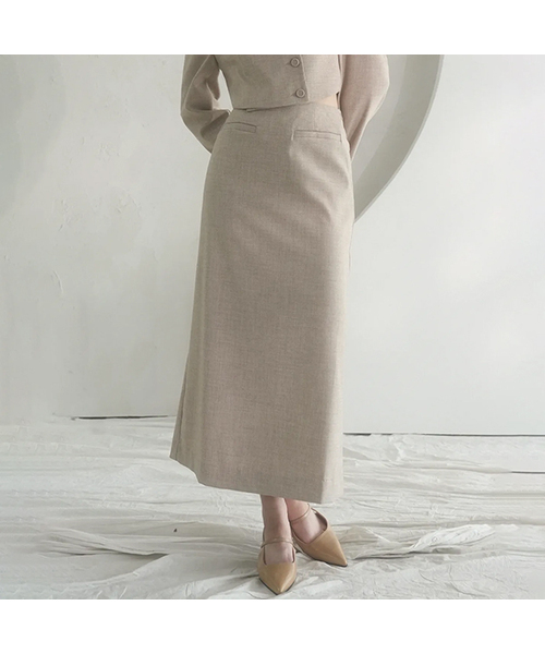 Vivacious(ビバシャス)の「Maxi Slit Skirt - 3COL(スカート・レディース・チャコール/ベージュ/ブラック・SMALL/MEDIUM)」の1枚目の写真