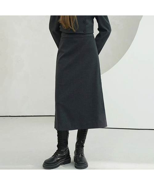 Vivacious(ビバシャス)の「Maxi Slit Skirt - 3COL(スカート・レディース・チャコール/ベージュ/ブラック・SMALL/MEDIUM)」の3枚目の写真