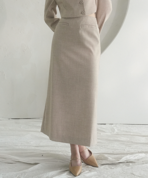 Vivacious(ビバシャス)の「Maxi Slit Skirt - 3COL(スカート・レディース・チャコール/ベージュ/ブラック・SMALL/MEDIUM)」の4枚目の写真