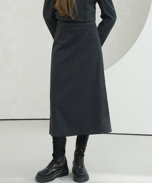 Vivacious(ビバシャス)の「Maxi Slit Skirt - 3COL(スカート・レディース・チャコール/ベージュ/ブラック・SMALL/MEDIUM)」の6枚目の写真