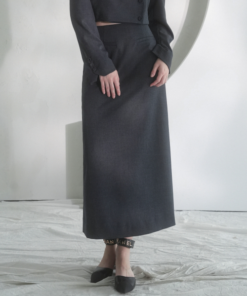 Vivacious(ビバシャス)の「Maxi Slit Skirt - 3COL(スカート・レディース・チャコール/ベージュ/ブラック・SMALL/MEDIUM)」の7枚目の写真