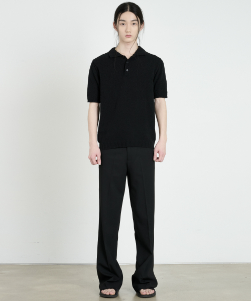 DUSTYWHITE（ダスティーホワイト）の「ブラックコットンブークルカラー ニットウェア（ポロシャツ・メンズ・その他・SMALL/MEDIUM）」の2枚目の写真