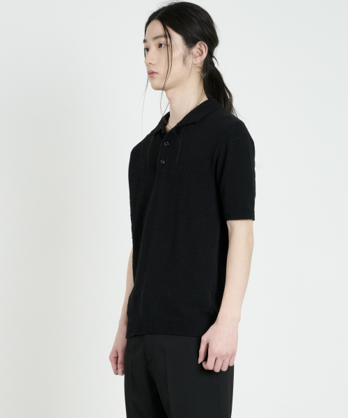 DUSTYWHITE（ダスティーホワイト）の「ブラックコットンブークルカラー ニットウェア（ポロシャツ・メンズ・その他・SMALL/MEDIUM）」の4枚目の写真