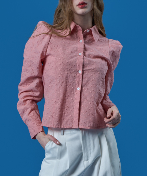KOLEAT（コレット）の「パフフローラル刺繍ジャカードシャツブラウス[PINK]（シャツ/ブラウス・レディース・その他・FREE）」の3枚目の写真