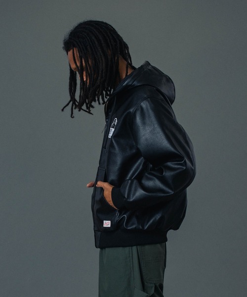 XLARGE（エクストララージ）の「FAUX LEATHER HOODED WORK JACKET（その他アウター・メンズ・ブラック・L/XL/S/M）」の9枚目の写真
