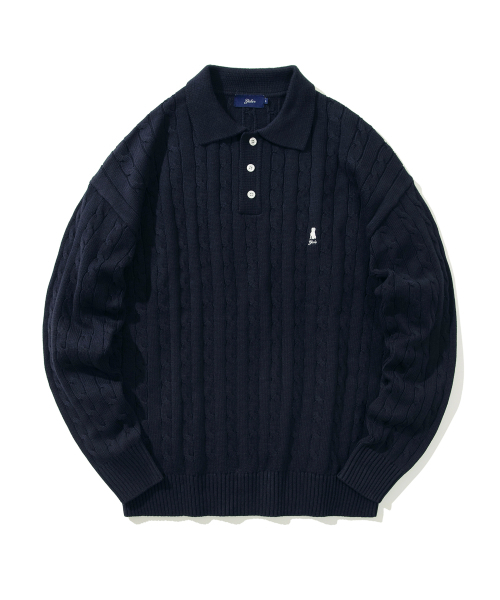 YALE(イェール)の「ケーブルポロニット_ネイビー(ニット/セーター・レディース・その他・SMALL/MEDIUM)」の2枚目の写真