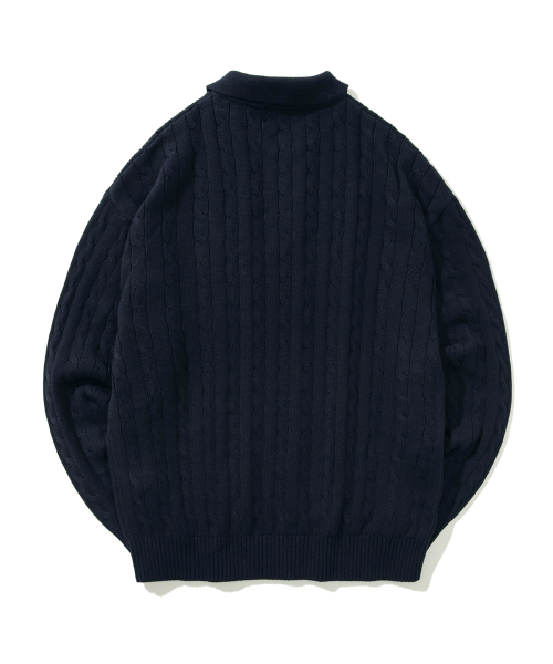 YALE(イェール)の「ケーブルポロニット_ネイビー(ニット/セーター・レディース・その他・SMALL/MEDIUM)」の3枚目の写真