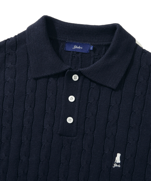 YALE(イェール)の「ケーブルポロニット_ネイビー(ニット/セーター・レディース・その他・SMALL/MEDIUM)」の4枚目の写真