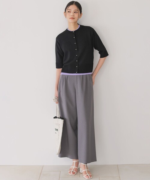 組曲 L（クミキョク オオキイサイズ）の「シュットクロスワイド パンツ（その他パンツ・レディース・ライトグレー系/アイボリー系/ネイビー系・5/7/6）」の12枚目の写真