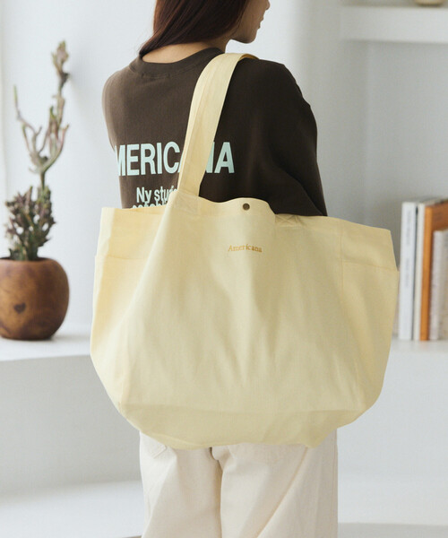 AMERICANA(アメリカーナ)の「Americana × Firsthand/アメリカーナ 別注 エンブロイダリー トート L / サイドポケット付き トートバッグ / A4収納可能(トートバッグ・レディース・ダークブラウン/ピンク/レモンイエロー/ブルーグリーン・FREE)」の18枚目の写真