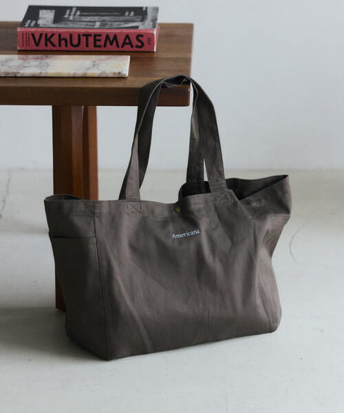 AMERICANA(アメリカーナ)の「Americana × Firsthand/アメリカーナ 別注 エンブロイダリー トート L / サイドポケット付き トートバッグ / A4収納可能(トートバッグ・レディース・ダークブラウン/ピンク/レモンイエロー/ブルーグリーン・FREE)」の14枚目の写真