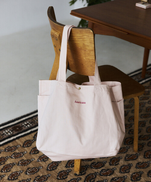 AMERICANA(アメリカーナ)の「Americana × Firsthand/アメリカーナ 別注 エンブロイダリー トート L / サイドポケット付き トートバッグ / A4収納可能(トートバッグ・レディース・ダークブラウン/ピンク/レモンイエロー/ブルーグリーン・FREE)」の21枚目の写真