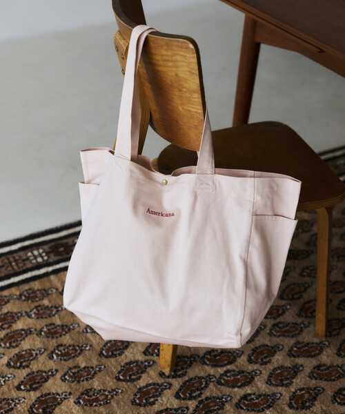 AMERICANA(アメリカーナ)の「Americana × Firsthand/アメリカーナ 別注 エンブロイダリー トート L / サイドポケット付き トートバッグ / A4収納可能(トートバッグ・レディース・ダークブラウン/ピンク/レモンイエロー/ブルーグリーン・FREE)」の20枚目の写真