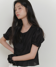 SOFT SHIRRING SHIRT_BLACK