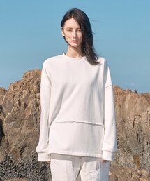 RAW CUTTING LINE COTTON SWEATSHIRT WHITE