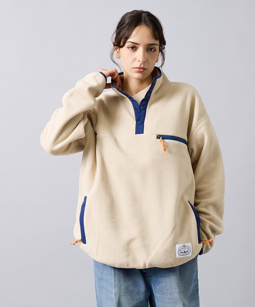 POLeR（ポーラー）の「【POLER/ポーラー】SNAP LIGHT FLEECE/アノラック/防寒/ユニセックス（スウェット・メンズ・オレンジ/パープル/アイボリー・L/M）」の4枚目の写真