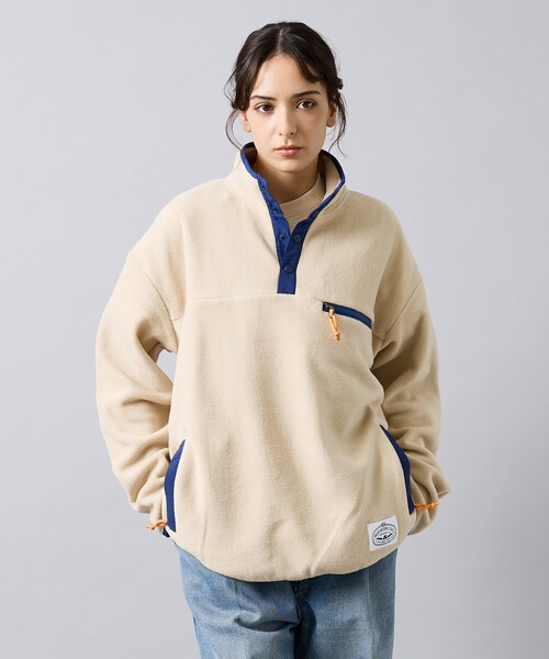 POLeR（ポーラー）の「【POLER/ポーラー】SNAP LIGHT FLEECE/アノラック/防寒/ユニセックス（スウェット・メンズ・オレンジ/パープル/アイボリー・L/M）」の5枚目の写真