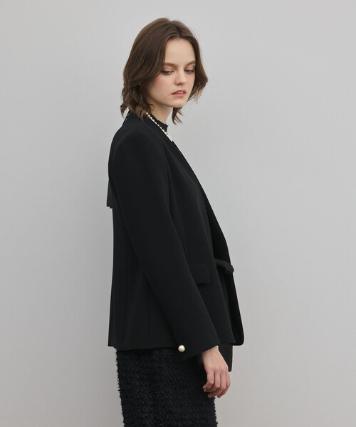 GRACE CONTINENTAL（グレースコンチネンタル）の「トリアセノーカラージャケット（ノーカラージャケット・レディース・ベージュ/ブラック・38/36）」の22枚目の写真