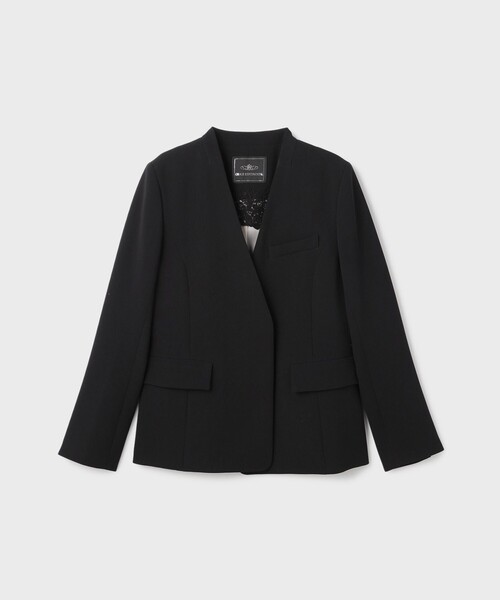 GRACE CONTINENTAL（グレースコンチネンタル）の「トリアセノーカラージャケット（ノーカラージャケット・レディース・ベージュ/ブラック・38/36）」の5枚目の写真