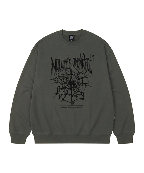 WILDROCK(ワイルドロック)の「スパイダーウェブ オーバーサイズ スウェット_9 COL(スウェット・メンズ・ブラック/ベージュ/ネイビー/ブラウン/ピンク/ブルー/アイボリー/ダークグレー/チャコール・SMALL/MEDIUM/LARGE)」の1枚目の写真