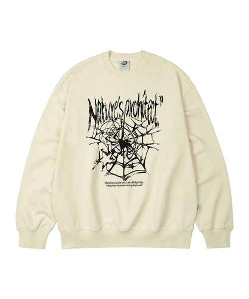 WILDROCK(ワイルドロック)の「スパイダーウェブ オーバーサイズ スウェット_9 COL(スウェット・メンズ・ブラック/ベージュ/ネイビー/ブラウン/ピンク/ブルー/アイボリー/ダークグレー/チャコール・SMALL/MEDIUM/LARGE)」の2枚目の写真