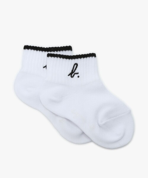 agnes b.(アニエスベー)の「ベビー "b." ロゴ ラインソックス(タイツ/ストッキング・キッズ・ホワイト・1/2)」の1枚目の写真