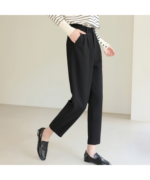 BBAEBBAE(ペッペ)の「ツーピンタックセミ排気スラックス(スラックス・レディース・ブラック/ベージュ・SMALL/MEDIUM/LARGE/X-LARGE)」の2枚目の写真