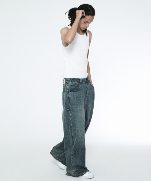 SSERPE（セルぺ）の「デイリーボーイワイドデニムパンツターコイズ（デニムパンツ・レディース・その他・SMALL/MEDIUM/LARGE）」の2枚目の写真