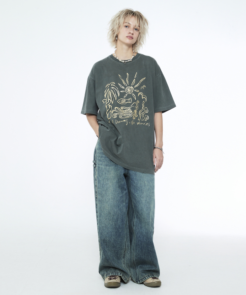 SSERPE（セルぺ）の「デイリーボーイワイドデニムパンツターコイズ（デニムパンツ・レディース・その他・SMALL/MEDIUM/LARGE）」の3枚目の写真