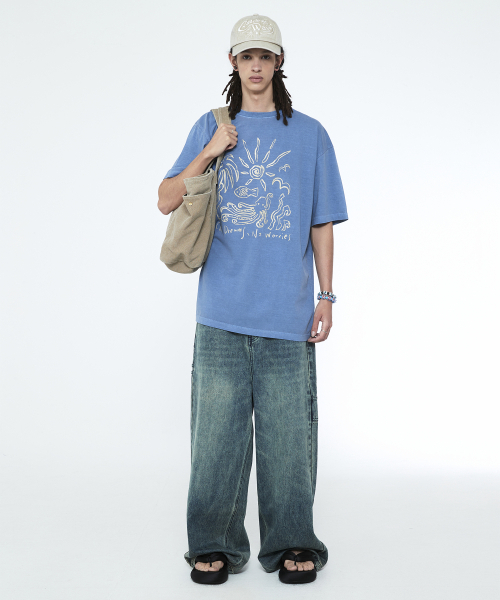 SSERPE（セルぺ）の「デイリーボーイワイドデニムパンツターコイズ（デニムパンツ・レディース・その他・SMALL/MEDIUM/LARGE）」の4枚目の写真