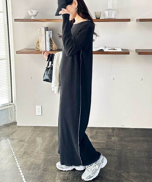 GeeRA(ジーラ)の「全骨格対応!配色プリーツワンピース(ワンピース・レディース・モカ/ブラック・X-LARGE/LARGE/MEDIUM)」の16枚目の写真