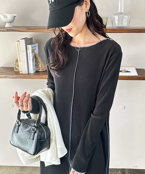 GeeRA(ジーラ)の「全骨格対応!配色プリーツワンピース(ワンピース・レディース・モカ/ブラック・X-LARGE/LARGE/MEDIUM)」の18枚目の写真