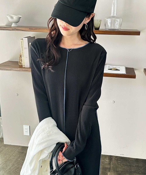 GeeRA(ジーラ)の「全骨格対応!配色プリーツワンピース(ワンピース・レディース・モカ/ブラック・X-LARGE/LARGE/MEDIUM)」の17枚目の写真