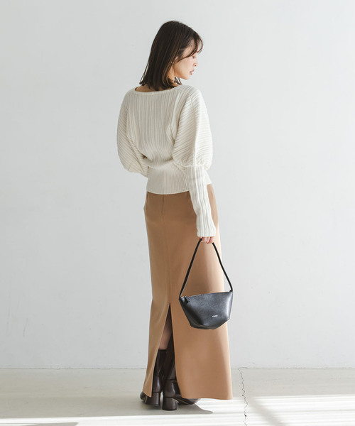 カシュクールランダムリブニットプルオーバー（ニット/セーター