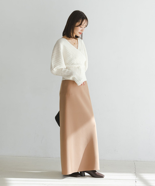 カシュクールランダムリブニットプルオーバー（ニット/セーター