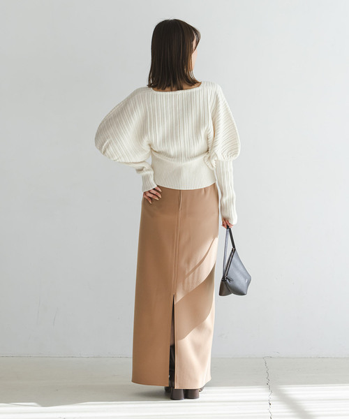 カシュクールランダムリブニットプルオーバー（ニット/セーター