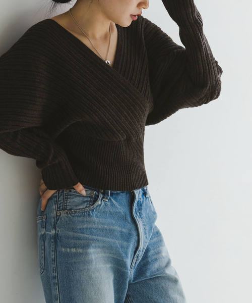 Noble（ノーブル）の「カシュクールランダムリブニットプルオーバー