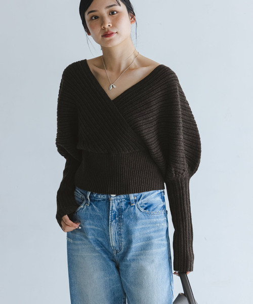 NOBLE ランダムリブニットプルオーバー カシュクールランダムリブニットプルオーバー | ノーブル(Noble