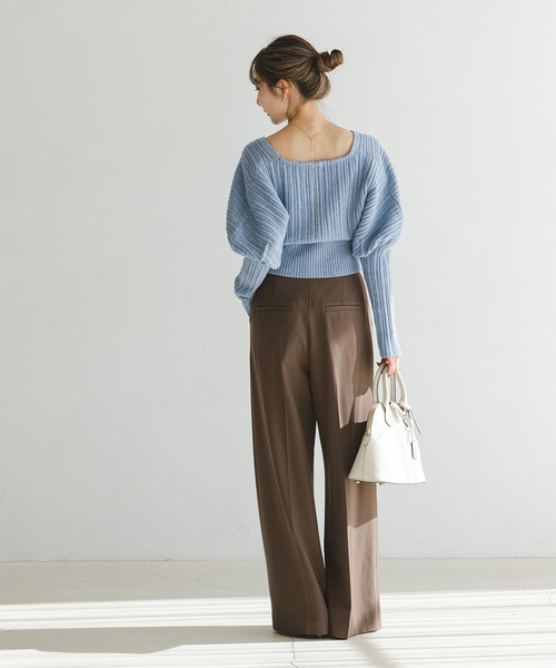 カシュクールランダムリブニットプルオーバー（ニット/セーター