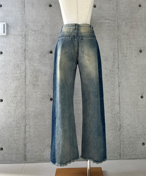 GLAMOROUS JANE（グラマラスジェーン）の「配色裾フリンジデニムワイドパンツ（デニムパンツ・レディース・ブルー・M/L）」の9枚目の写真