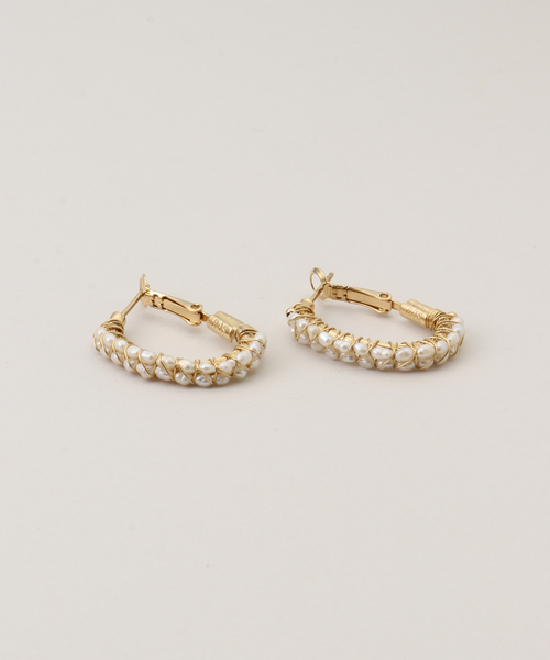 GAS BIJOUX（ガスビジュー）の「Gas Bijoux/ガス ビジュー マザーオブパールフープピアス（ピアス（両耳用）・レディース・ゴールド・FREE）」の3枚目の写真