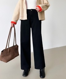 【楽 革 命】裏起毛デニムパンツ 裏起毛 楽革命デニムパンツ ストレッチ デニム パンツ ストレート ワイド ウエスト調整 ボタン付き 秋服 冬服