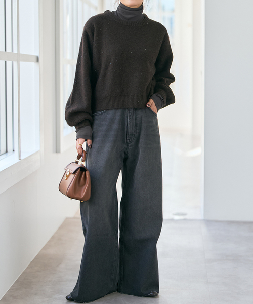 Spick & Span（スピックアンドスパン）の「《新色有り / 追加2》シアーハイネックプルオーバー（Tシャツ/カットソー・レディース・チャコールグレー/ホワイト/サックスブルー/ベージュ・FREE）」の5枚目の写真