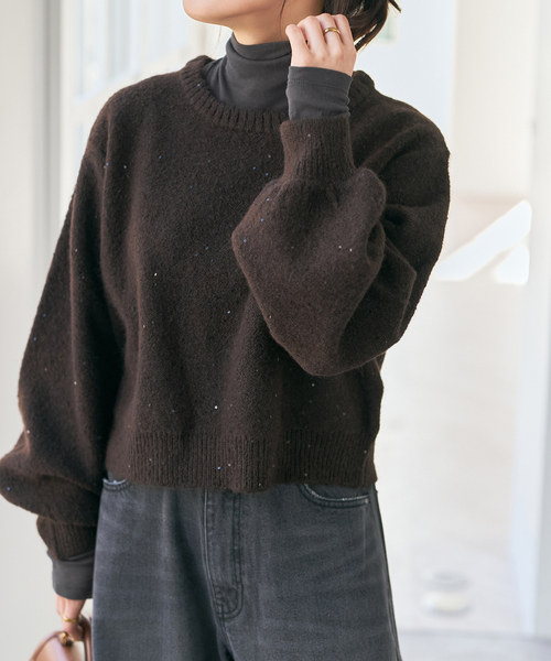 Spick & Span（スピックアンドスパン）の「《新色有り / 追加2》シアーハイネックプルオーバー（Tシャツ/カットソー・レディース・チャコールグレー/ホワイト/サックスブルー/ベージュ・FREE）」の8枚目の写真