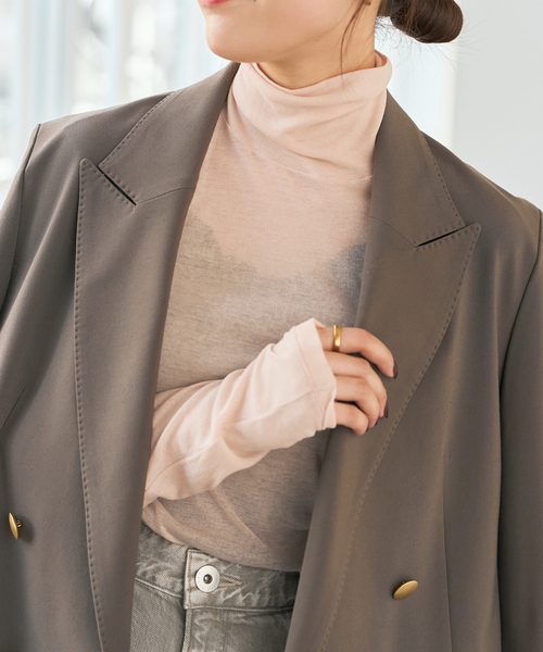 Spick & Span（スピックアンドスパン）の「《新色有り / 追加2》シアーハイネックプルオーバー（Tシャツ/カットソー・レディース・チャコールグレー/ホワイト/サックスブルー/ベージュ・FREE）」の17枚目の写真